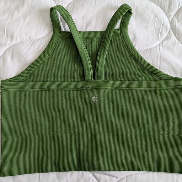 Athleta Tank Top Size XL Green Aurora High-Neck Cropped V-Back Seamless NWT Yoga - Picture 15 of 16